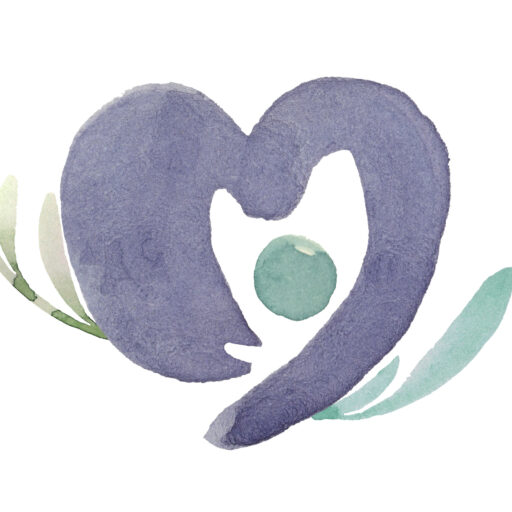 Herz mit Wasserfarben lila und Grüntöne